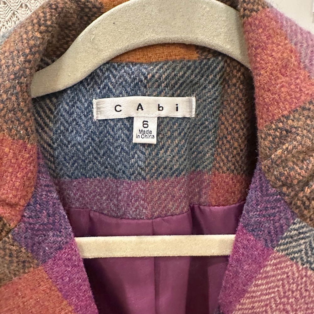 CAbi Plaid Wool Blend Blazer Jacket Size 6 - Picture 2 of 5